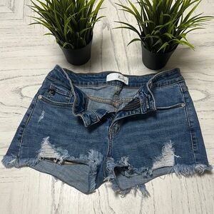 KanCan Dark Blue Distressed Jean Shorts